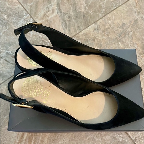 Vince Camuto Shoes - Vince Camuto Elegant Black Suede Slingback Heels